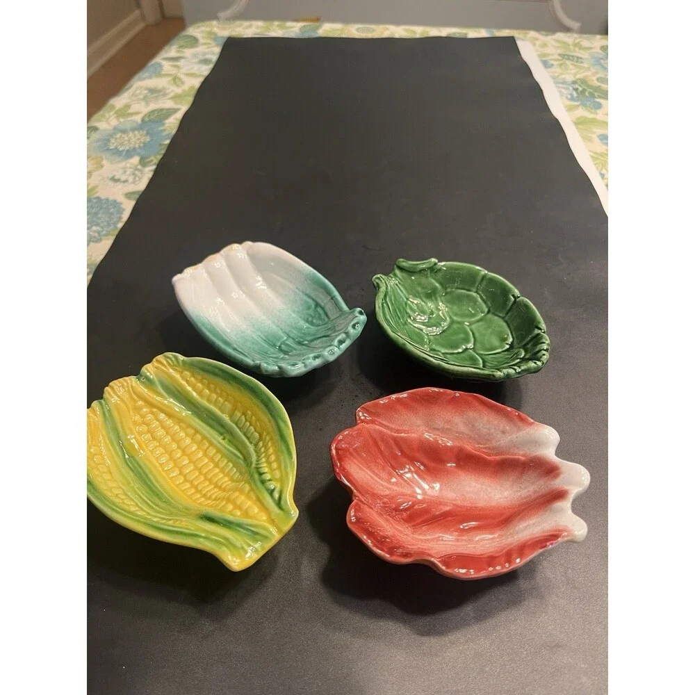 4pc Williams Sonoma Italy Corn on the Cob Red Cabbage Green Onion Bowls